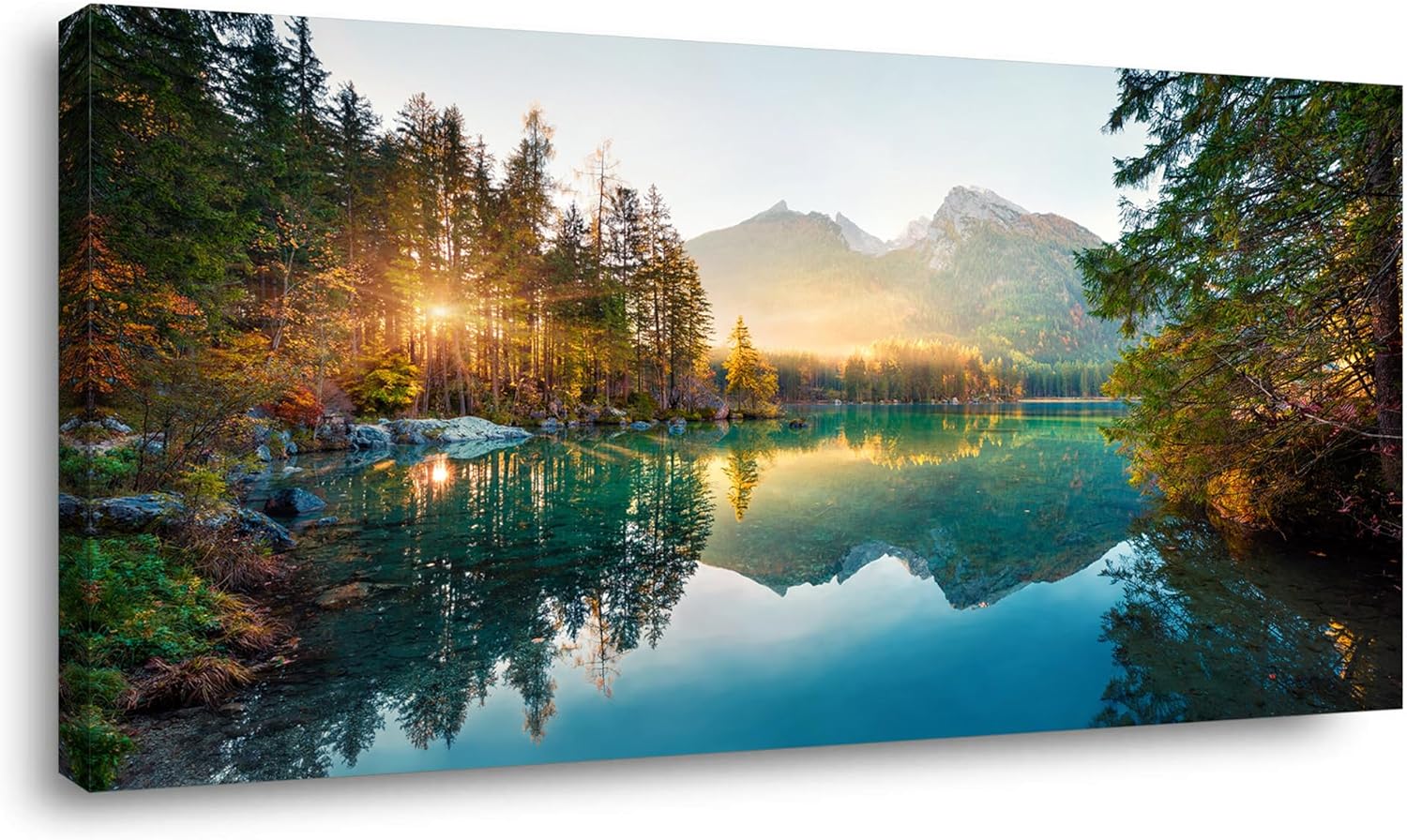 TEKMENT Lienzo grande de otoño con diseño de lago de otoño para sala de estar, dormitorio, decoración de oficina en casa, impresión de paisaje de