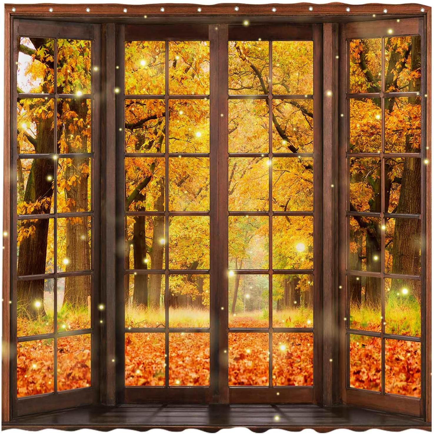 Allenjoy Cortina de ducha de otoño de 72 x 72 pulgadas, hojas de arce otoñal, bosque, tinas de baño, juego de decoración de cortina de baño, tela de