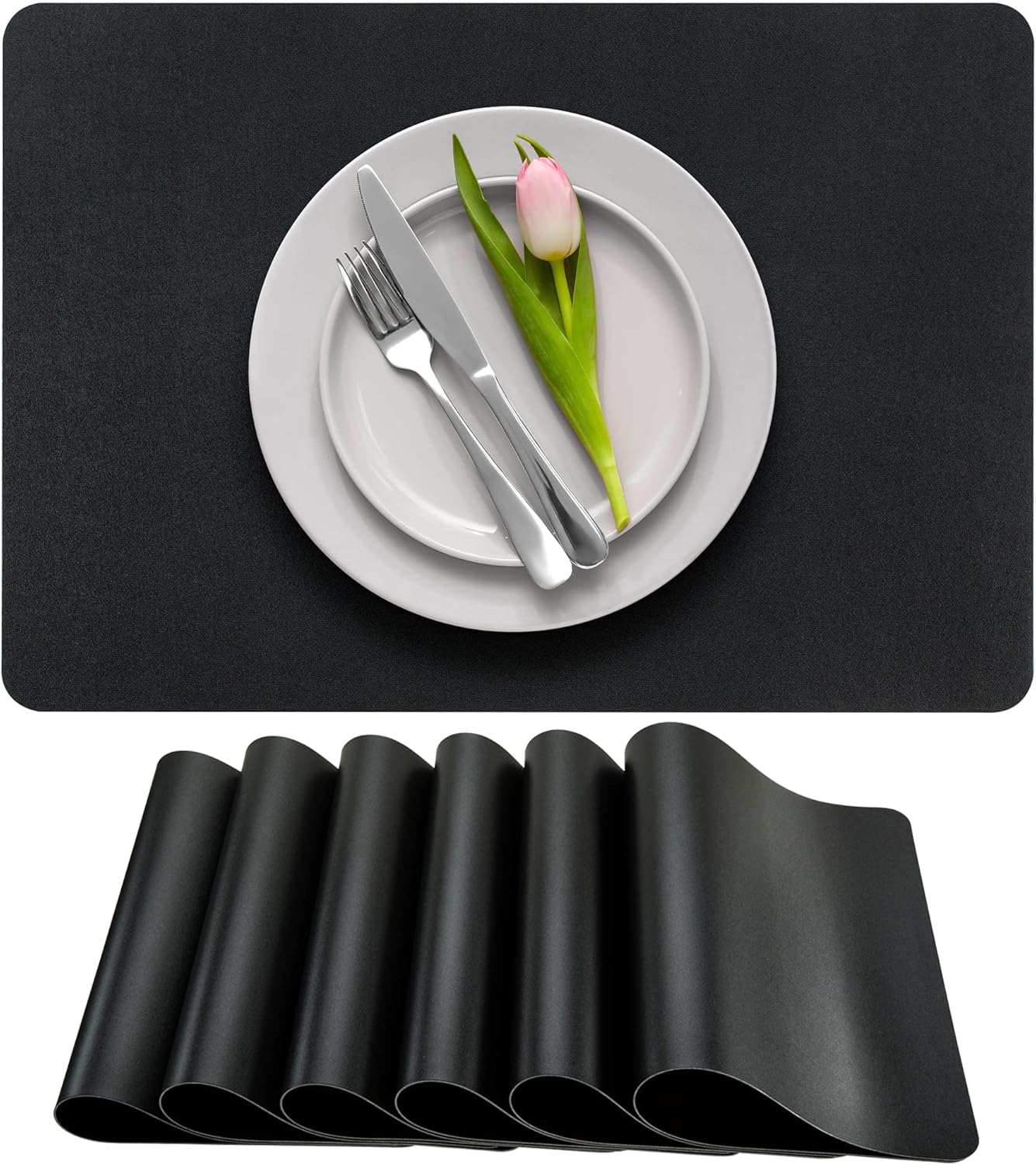 More Décor – Manteles individuales de piel sintética para comedor y mesa de cocina, resistentes a las manchas y al calor, antideslizantes, lavables