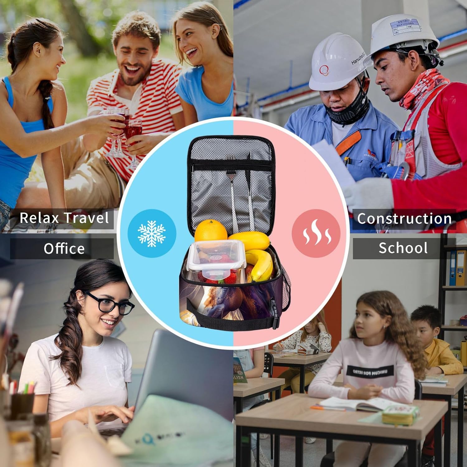 Cioroper Bolsa de almuerzo aislada marrón con caballo de acuarela para mujer, lonchera para hombres, bolsa de mano portátil para trabajo, picnic,