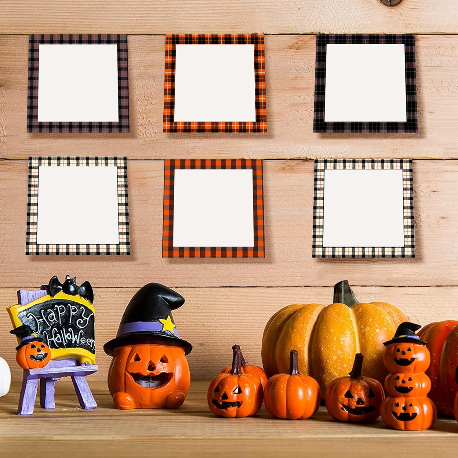 9 blocs de notas adhesivas de Halloween a cuadros, 450 blocs de notas autoadhesivos extraíbles, 50 hojas cada uno para Halloween, escuela, oficina,
