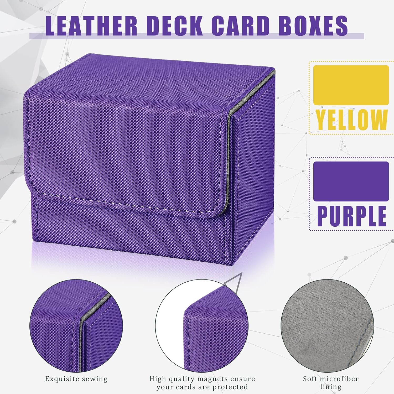 Weewooday 2 cajas de cuero para cartas de gran tamaño para 100 cartas con funda, caja de juego para cartas coleccionables, caja de cartas compatible