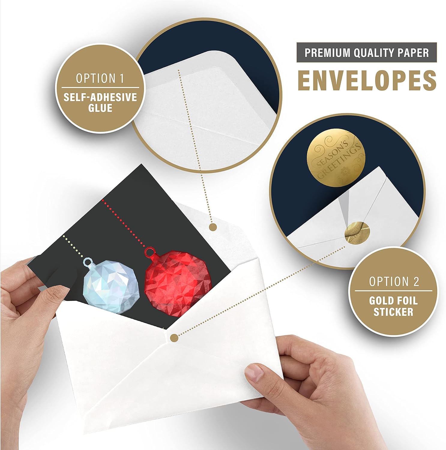easykart labels Surtido de 18 tarjetas de felicitación navideñas con sobres, lámina dorada con diseño de efecto de relieve 3D, tamaño de 5.5 x 4