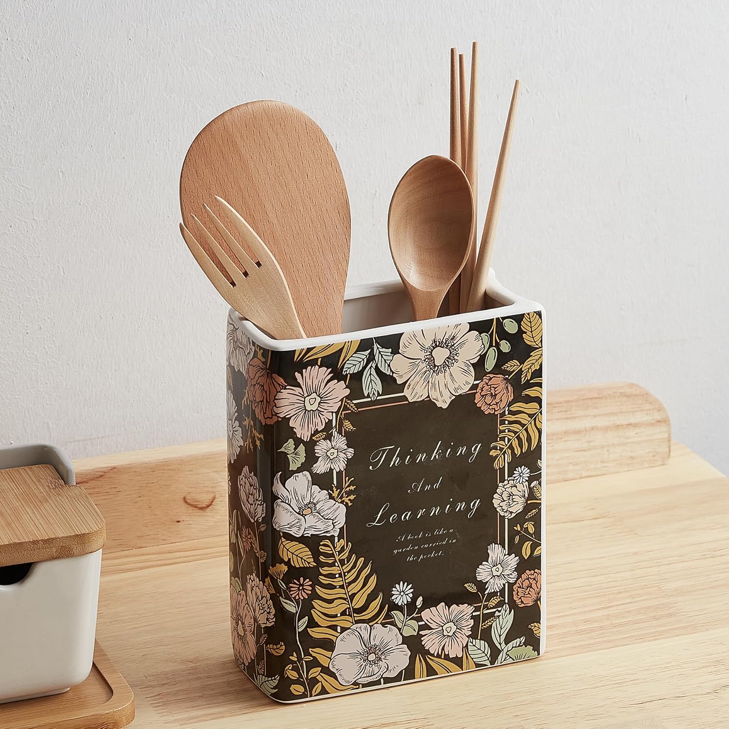 Florero de cerámica negra para decoración del hogar, jarrón único con forma de libro, jarrón decorativo estético para centro de mesa, mesa, sala de