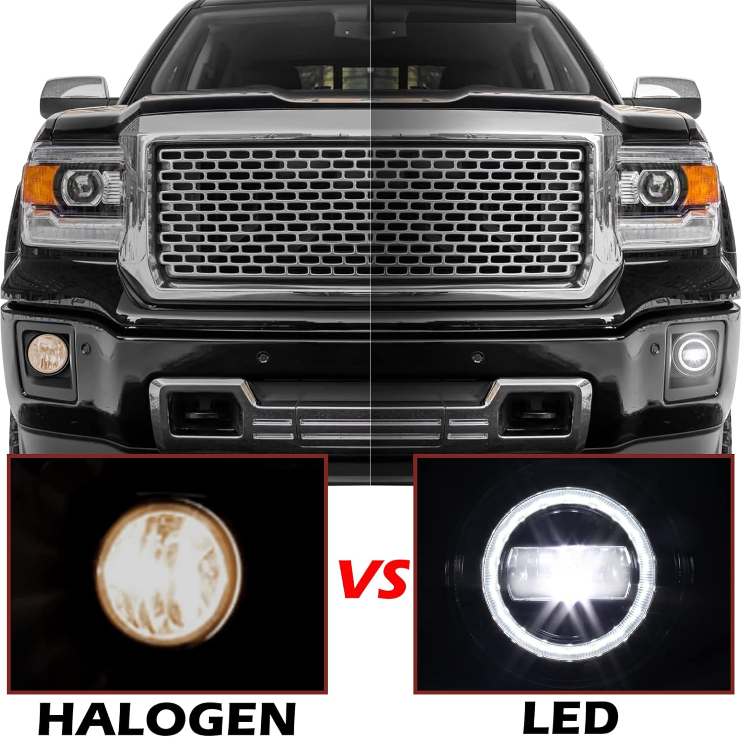 KEWISAUTO Luces antiniebla LED con luces de circulación diurna para GMC Sierra 2007-2014, luces antiniebla de conducción con DRL para 2007 2008 2009