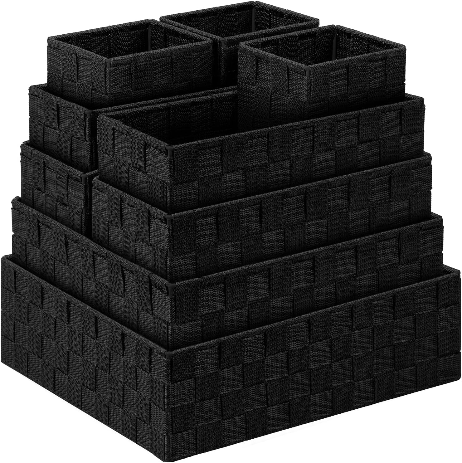 Cestas tejidas para almacenamiento (juego de 9), cestas de almacenamiento para organizar, cestas de contenedores de cubo cestas de almacenamiento