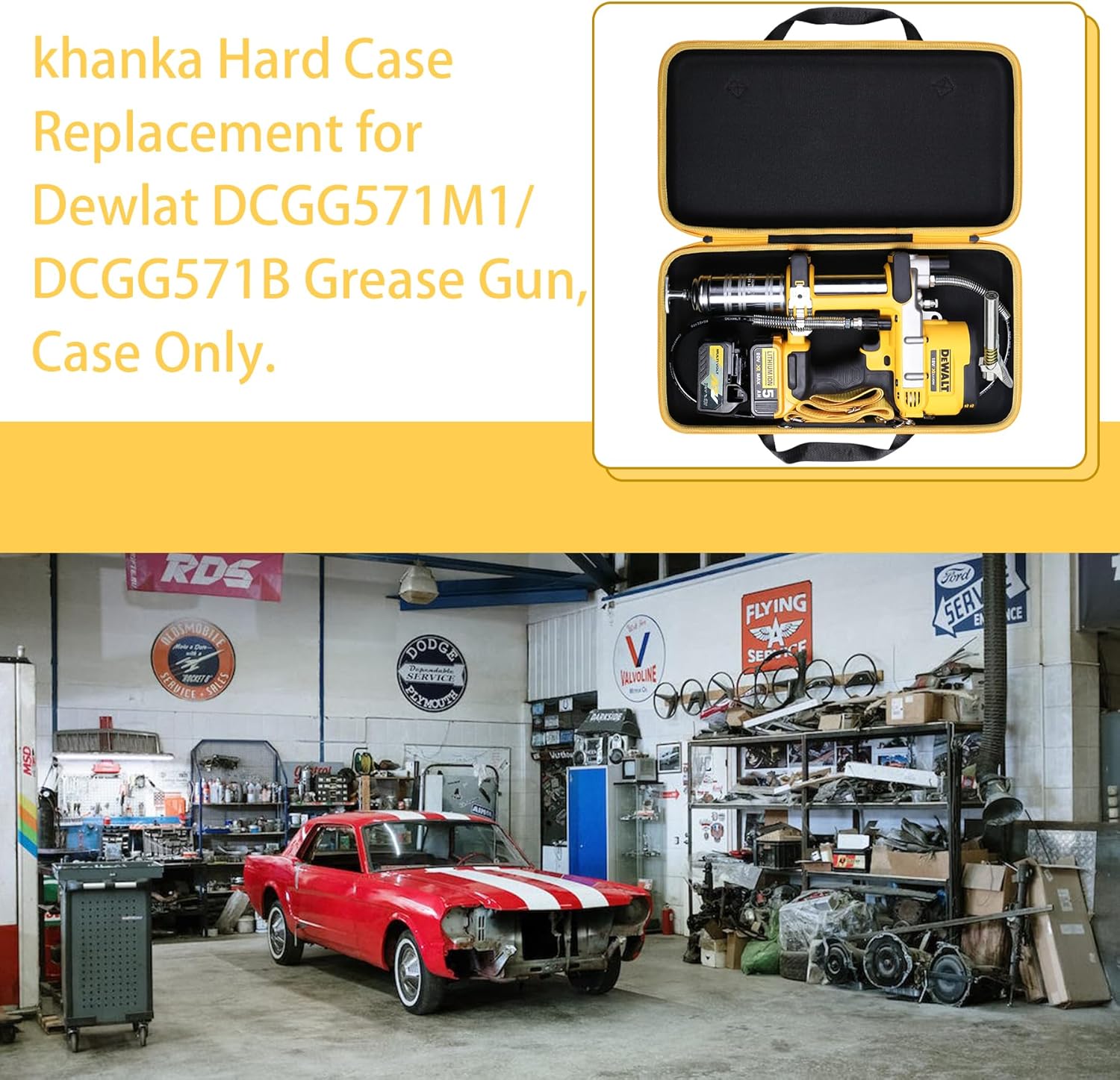 khanka Funda rígida para pistola de grasa Dewalt DCGG571M1DCGG571B + soporte de batería de repuesto para batería Dewalt 20V60V Max XR, capacidad