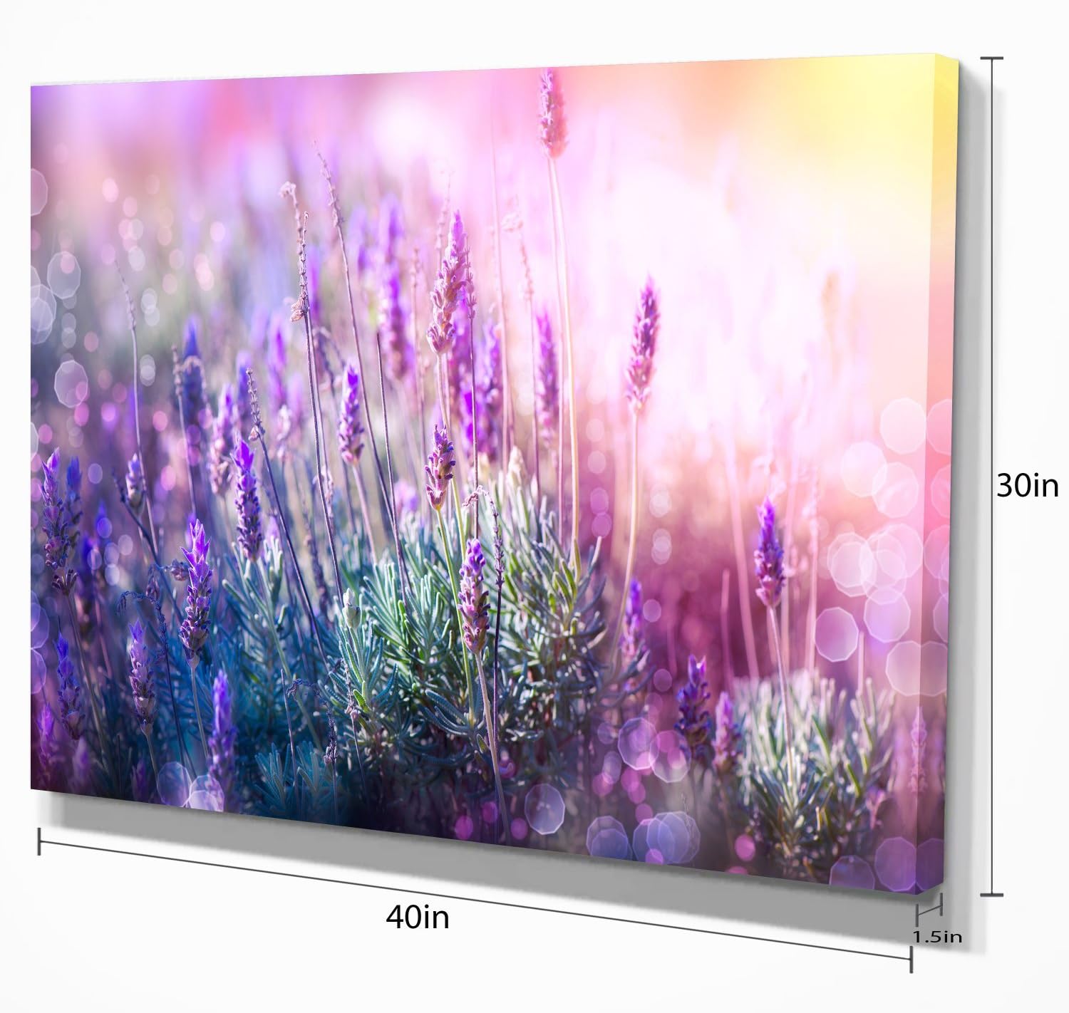 Impresión artística en lienzo floral de lavanda creciente y floreciente