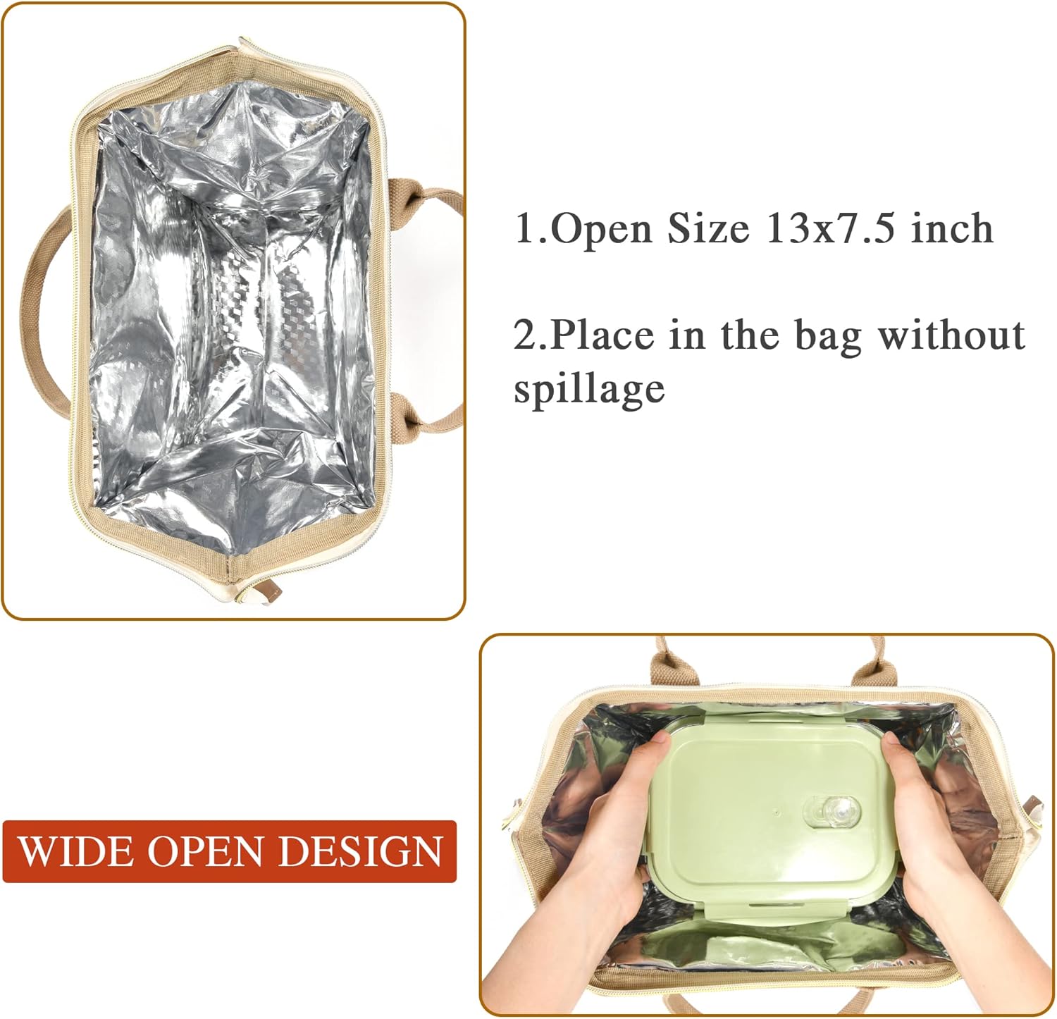 UTOTEBAG Lonchera con iniciales para mujeres, adolescentes y niñas, lonchera para adultos, contenedor refrigerante para el trabajo de picnic,