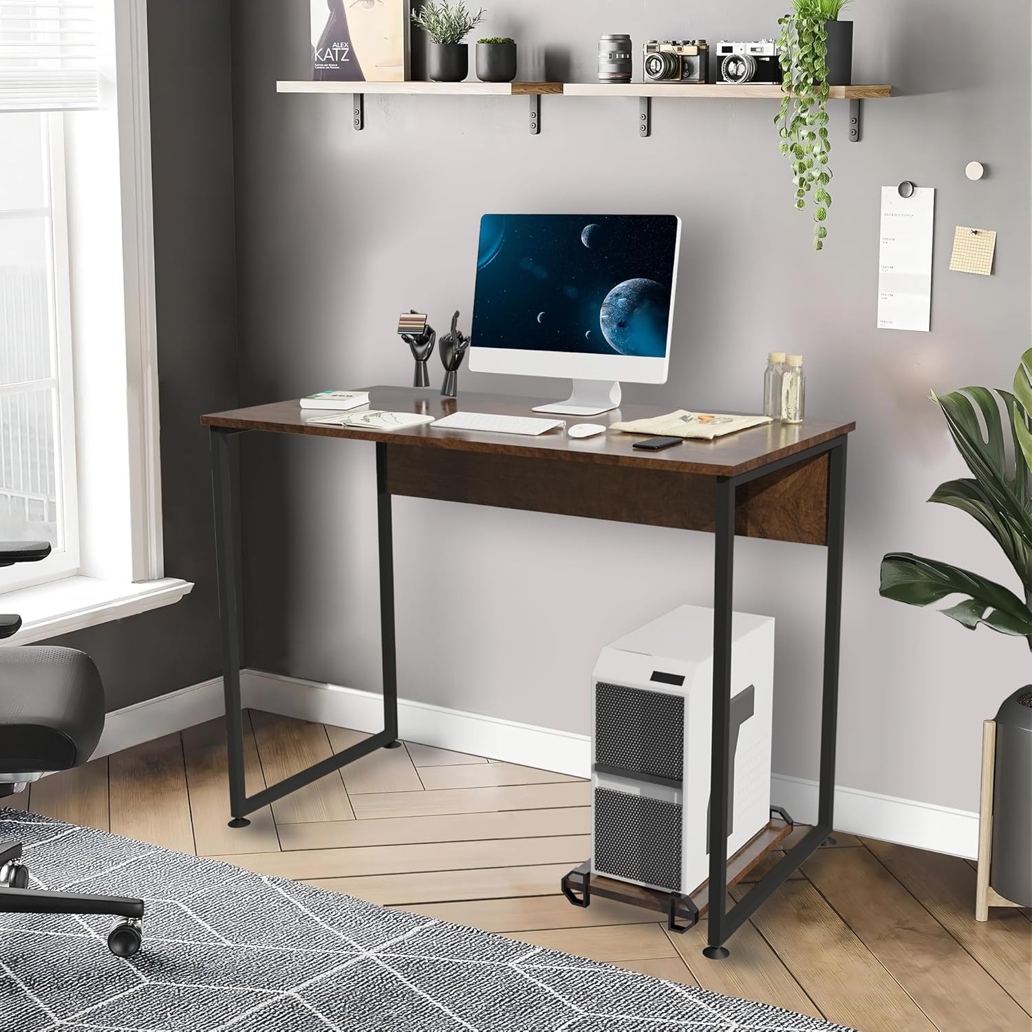 Escritorio de computadora de 47 pulgadas, escritorio pequeño para oficina en casa, escritorio de estilo moderno y simple, escritorio de estudio para