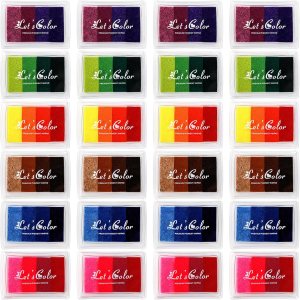DEAYOU Paquete de 24 almohadillas de tinta para manualidades, almohadillas para sellos de dedos para bricolaje, almohadilla de sello de tinta DEAYOU Paquete de 24 almohadillas de tinta para manualidades, almohadillas para sellos de dedos para bricolaje, almohadilla de sello de tinta