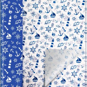 HolyMaji 30 hojas de papel de seda náutico azul, tamaño grande, 20 x 26 pulgadas, diseño de ancla, papel decorativo de regalo para decoración de HolyMaji 30 hojas de papel de seda náutico azul, tamaño grande, 20 x 26 pulgadas, diseño de ancla, papel decorativo de regalo para decoración de