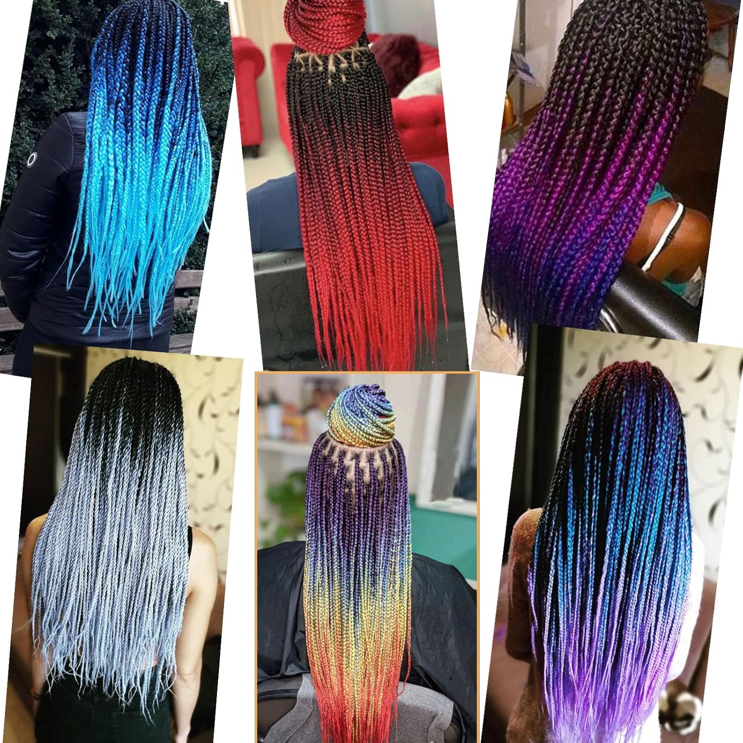 Extensiones de cabello trenzado ombré, paquete de 324 pulgadas, cabello trenzado de fibra de ganchillo para trenzas de caja, extensiones de cabello