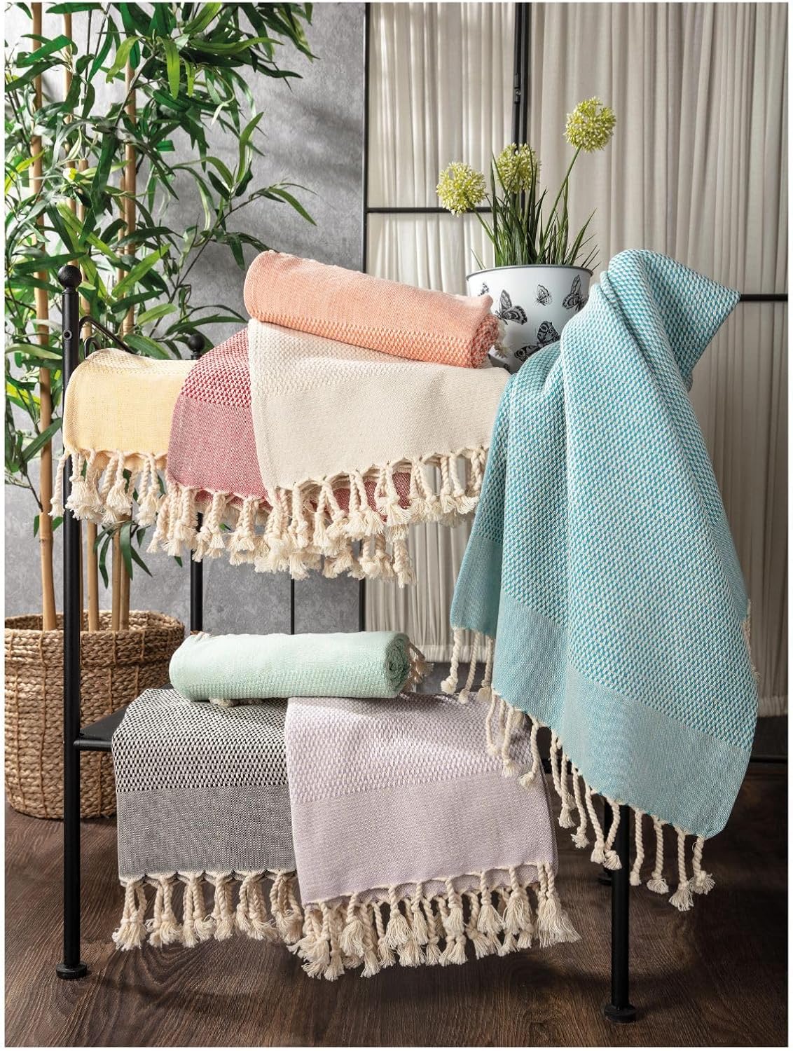 Juego de toallas de mano turcas para baño (18 x 40), toalla de mano decorativa para cocina, 100% algodón turco, a prueba de arena, toallas bohemias