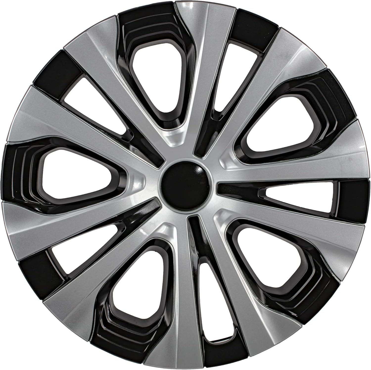 OxGord Tapacubos de 15 pulgadas (juego de 4) tapas de cubo para llantas de 15 pulgadas, accesorios de automóvil, tapacubos cromados plateados,