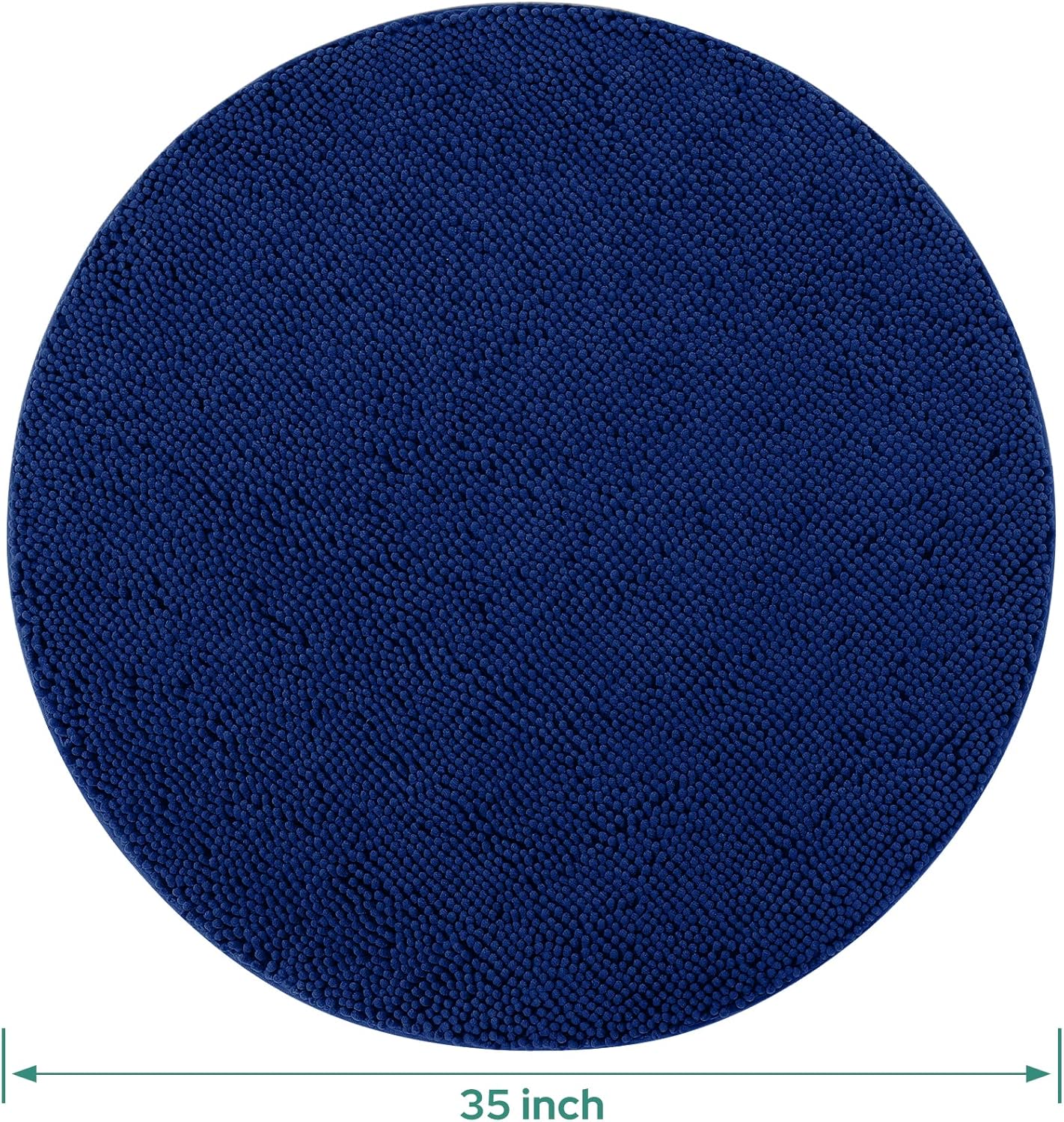 HOMEIDEAS Alfombra de baño redonda, felpilla de lujo, extra suave y absorbente, antideslizante, lavable a máquina (azul marino, 3 pies)