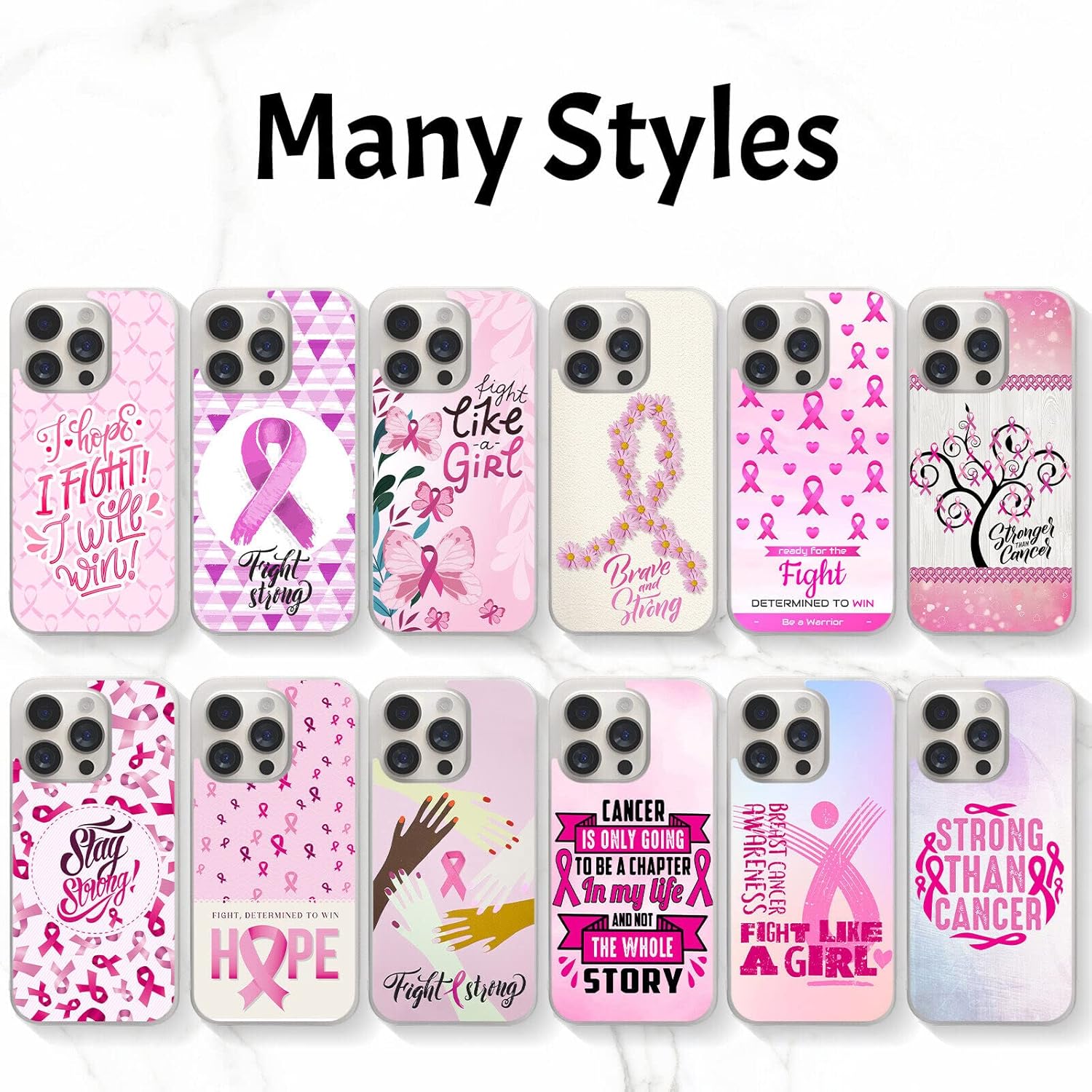 Fundas de teléfono con cinta rosa para sobrevivientes de concientización sobre el cáncer de mama, accesorios de regalo para mujeres, funda fresca