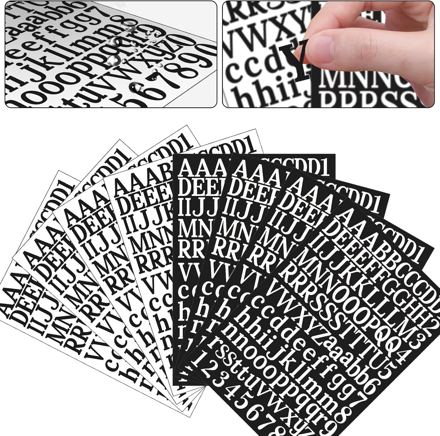 1210 piezas, 10 hojas de calcomanías de letras autoadhesivas de vinilo, letras del alfabeto, calcomanías para letreros, puertas, automóviles,