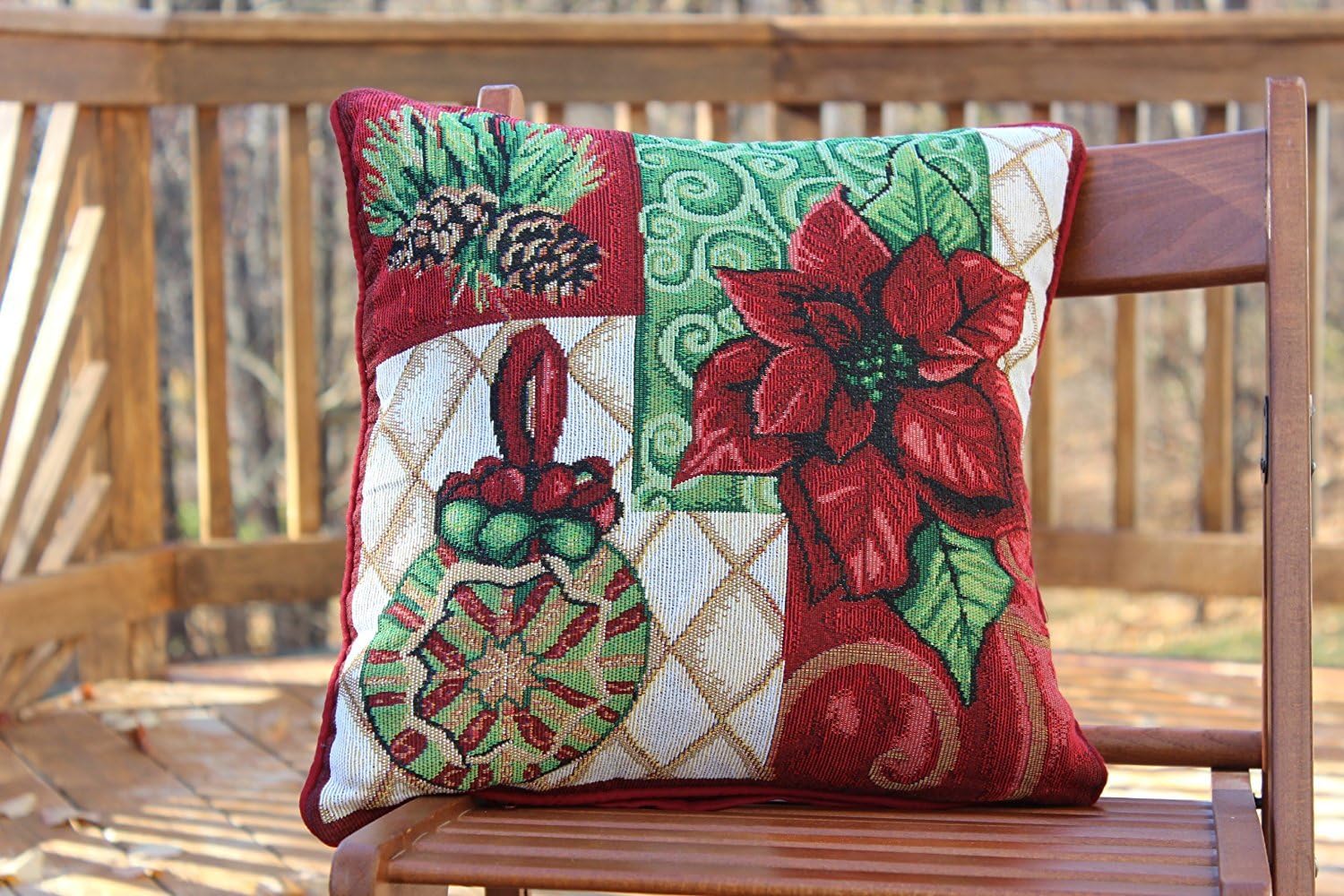 Tache Festive – Funda de cojín decorativa para decoración de Navidad, 1 pieza de 16 x 16 pulgadas