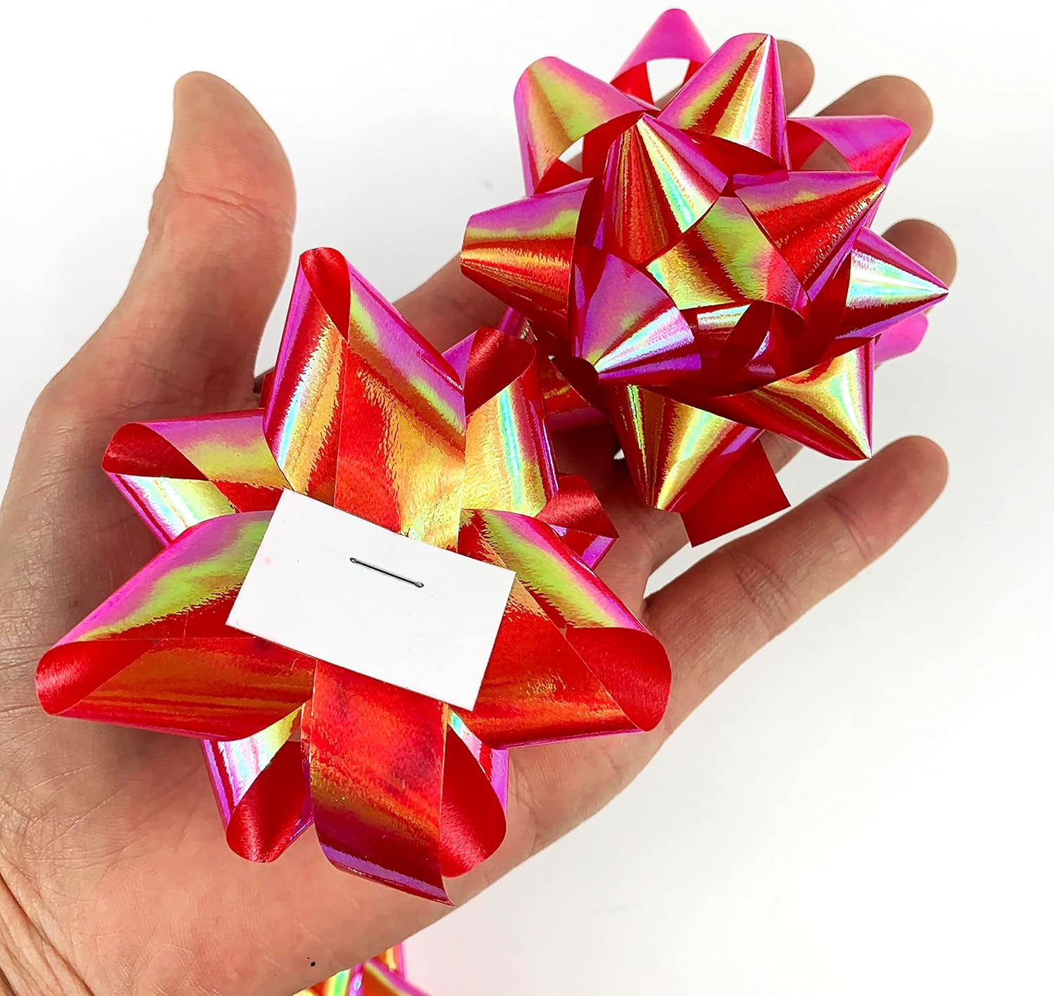 Arcos de confeti rojo, lazos de regalo de estrellas, lazos coloridos de 2-34 pulgadas (paquete de 20)