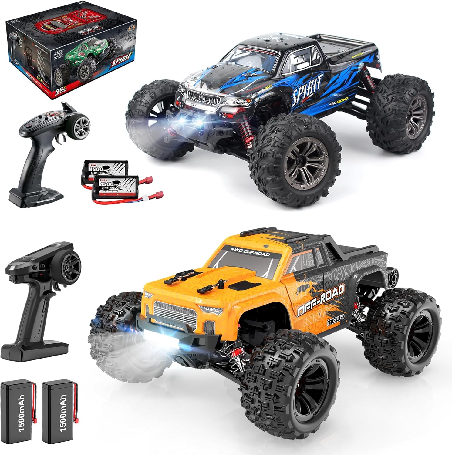 Hosim 116 RC Car 36+KMH, 116 Rc Monster Trucks para adultos 52+KMH de alta velocidad 4X4 todos los terrenos impermeable todoterreno grado afición