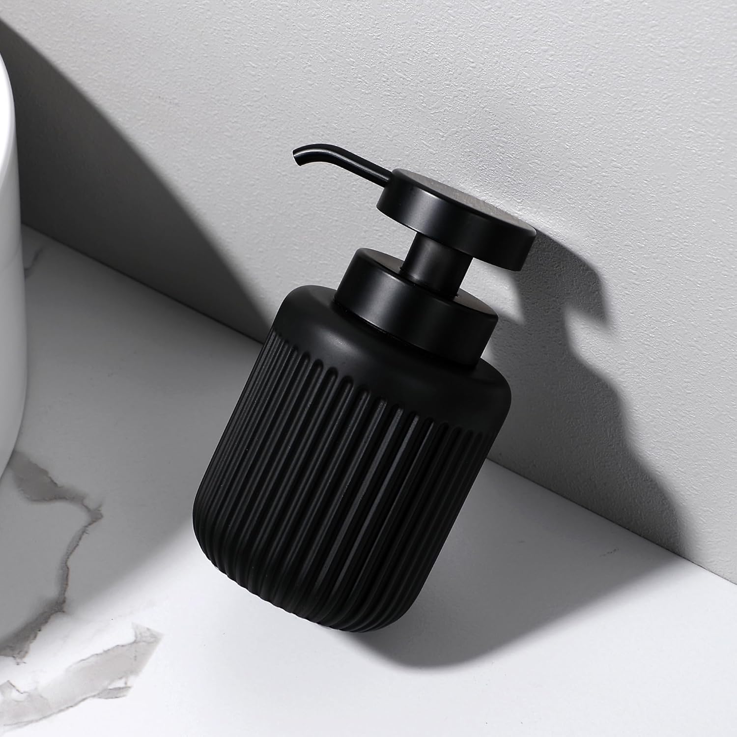 GalDal Dispensador de jabón de manos de espuma negra para baño, dispensador de lavado de manos de espuma de resina, 11 oz.