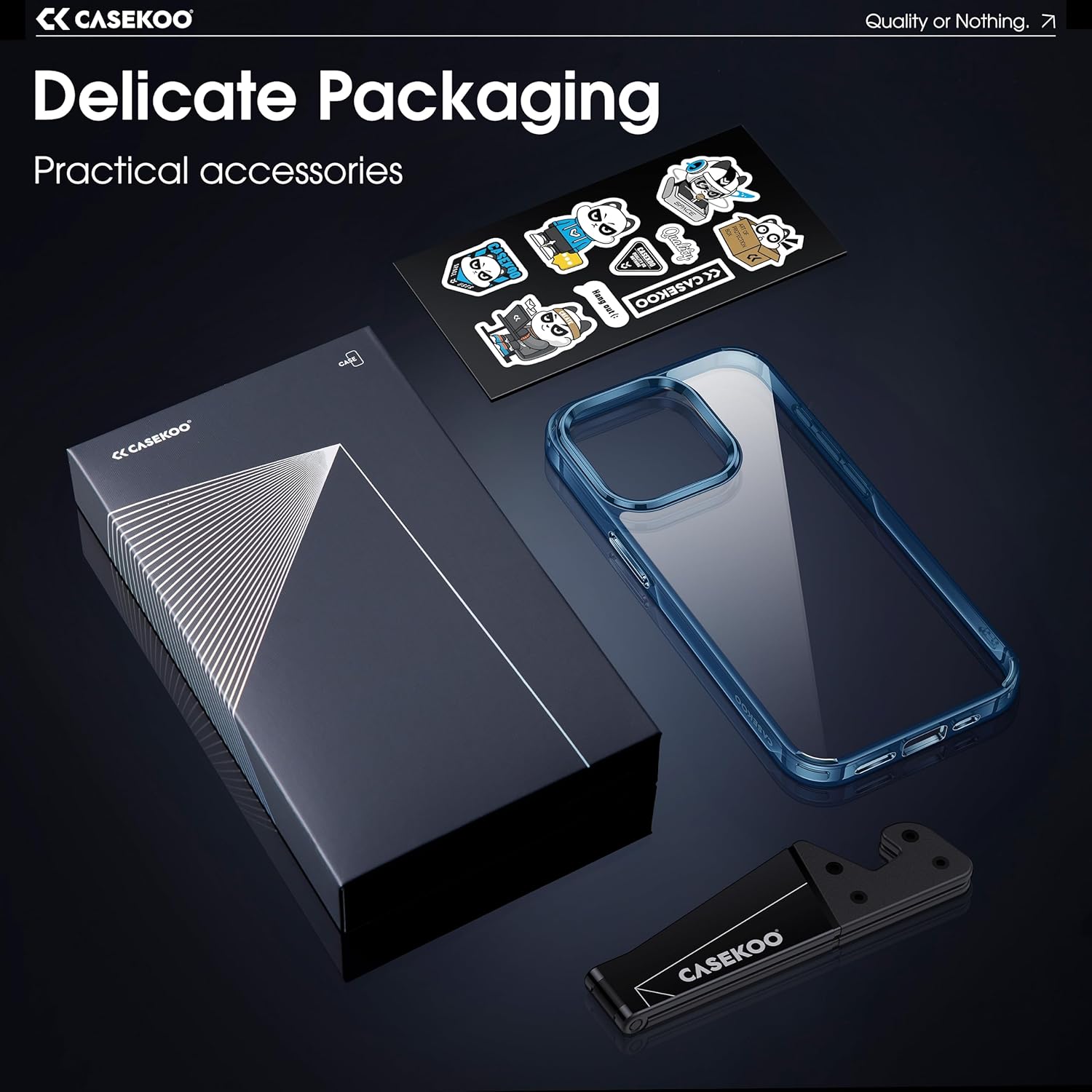 CASEKOO Funda azul para iPhone 15 Pro Max, tecnología nunca amarilla, protección de grado militar de 10 pies, funda delgada transparente para