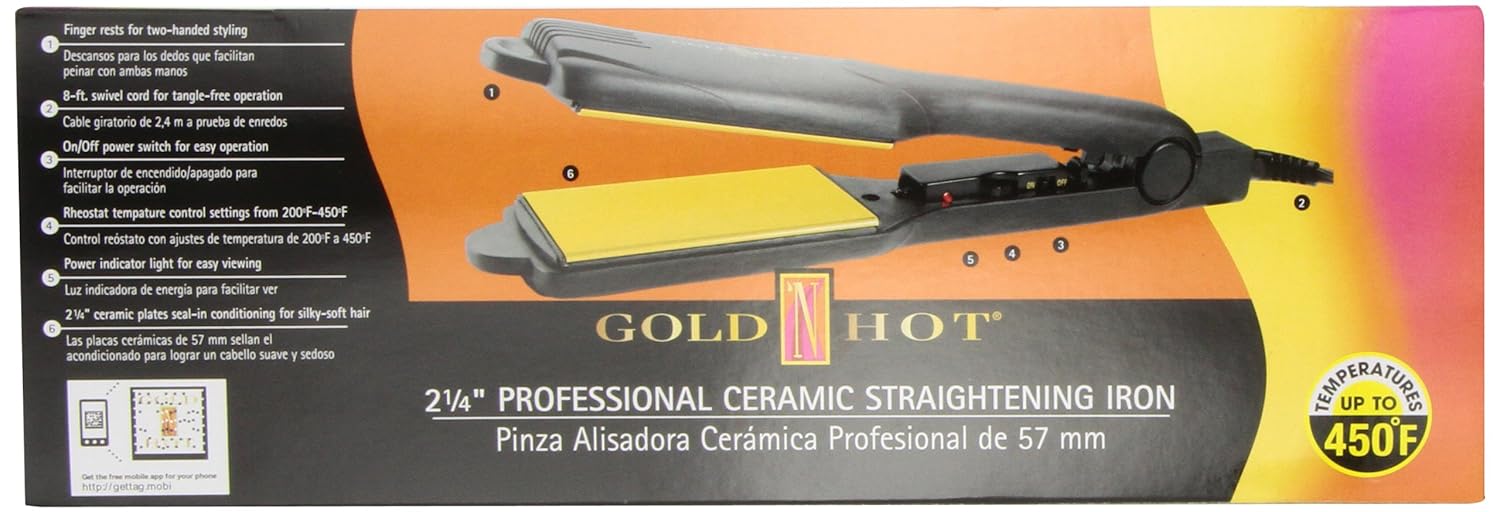 Gold N Hot GH2145 Plancha plana de cerámica profesional de 2-14″