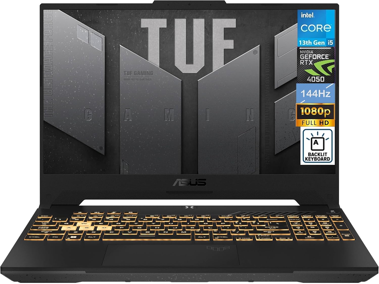 ASUS TUF F15 Laptop para juegos de 15.6 pulgadas, 144 Hz IPS FHD (Intel i5-13500H de 12 núcleos, 16 GB de RAM, 512 GB SSD, GeForce RTX 4050 6GB, RGB