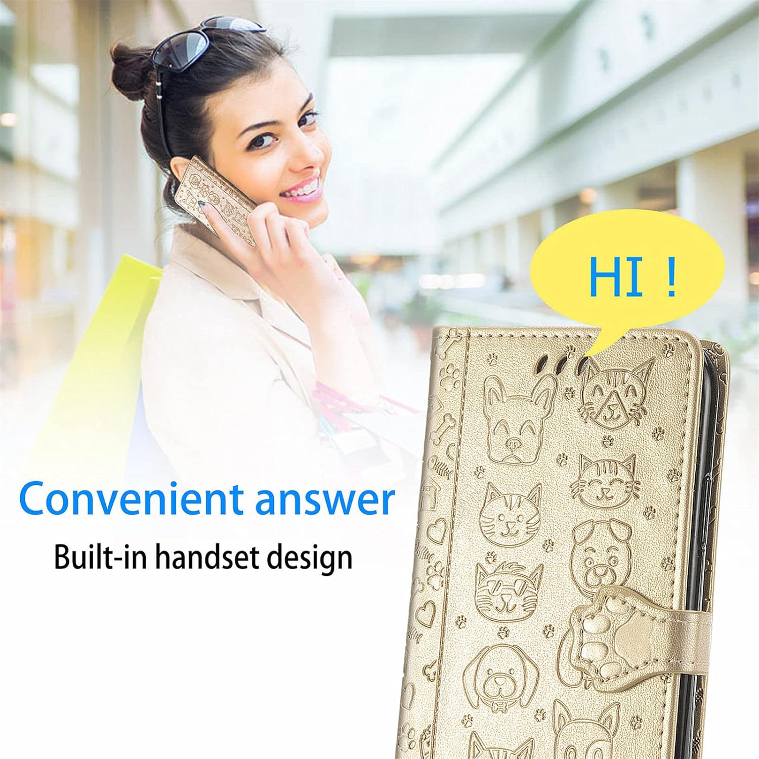 Funda tipo cartera de piel sintética para Moto G Stylus 5G 2023, diseño de perros y gatos con cierre magnético y ranuras para tarjetas de efectivo