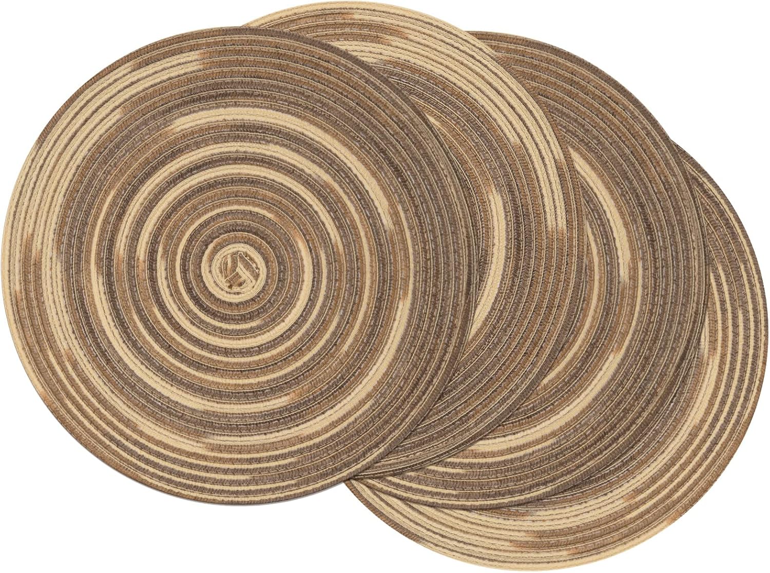 SHACOS – Manteles individuales circulares, trenzados y multicolor para mesas de cocina, el hogar, bodas o fiestas juego de 4 individuales lavables