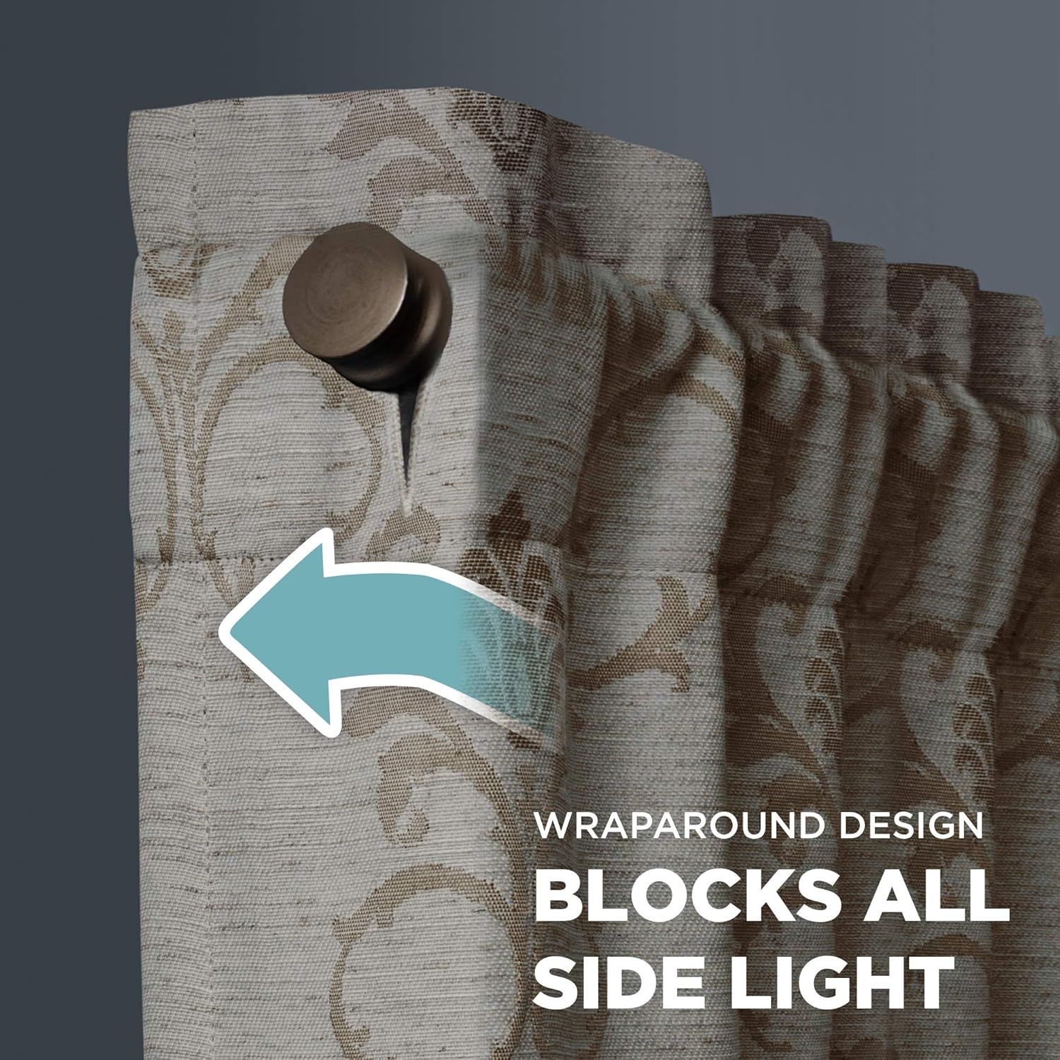 Zenna Home Smart Curtains – Cortina de ventana 100 % opaca, bloqueador de luz de damasco (1 panel), 40 x 84 pulgadas, color marrón