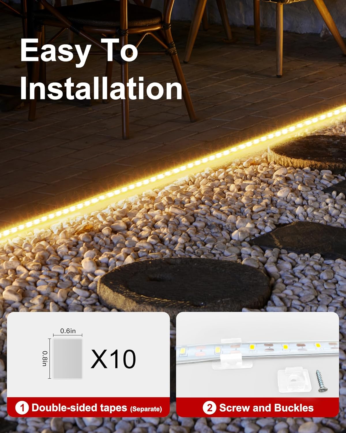 LUHLEE Tira de luces LED solares para exteriores, 600 luces LED más brillantes de 32.8 pies para exteriores con control remoto, 8 modos de