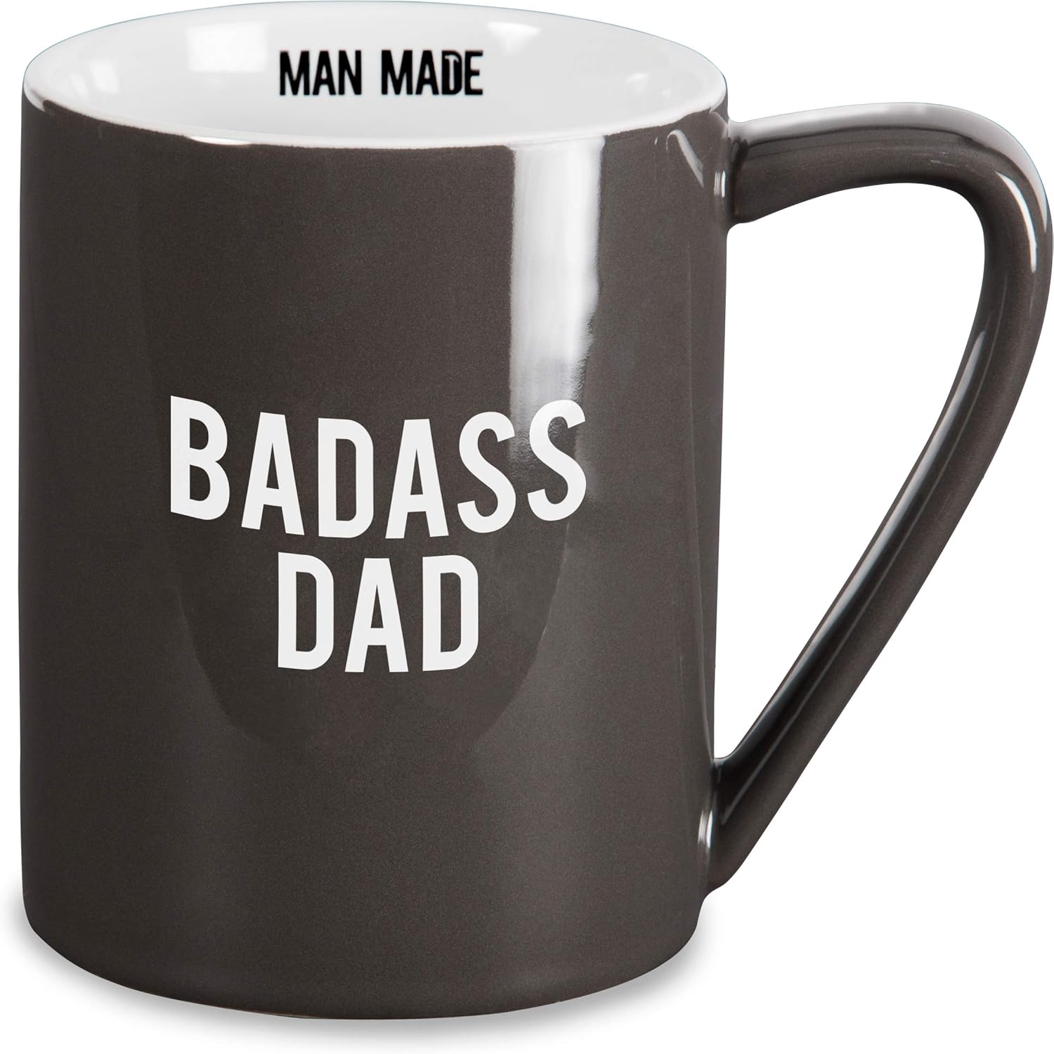 Pavilion Gift Company Badass Dad- Taza de café grande de 18 onzas, color gris oscuro, 18 onzas, color gris