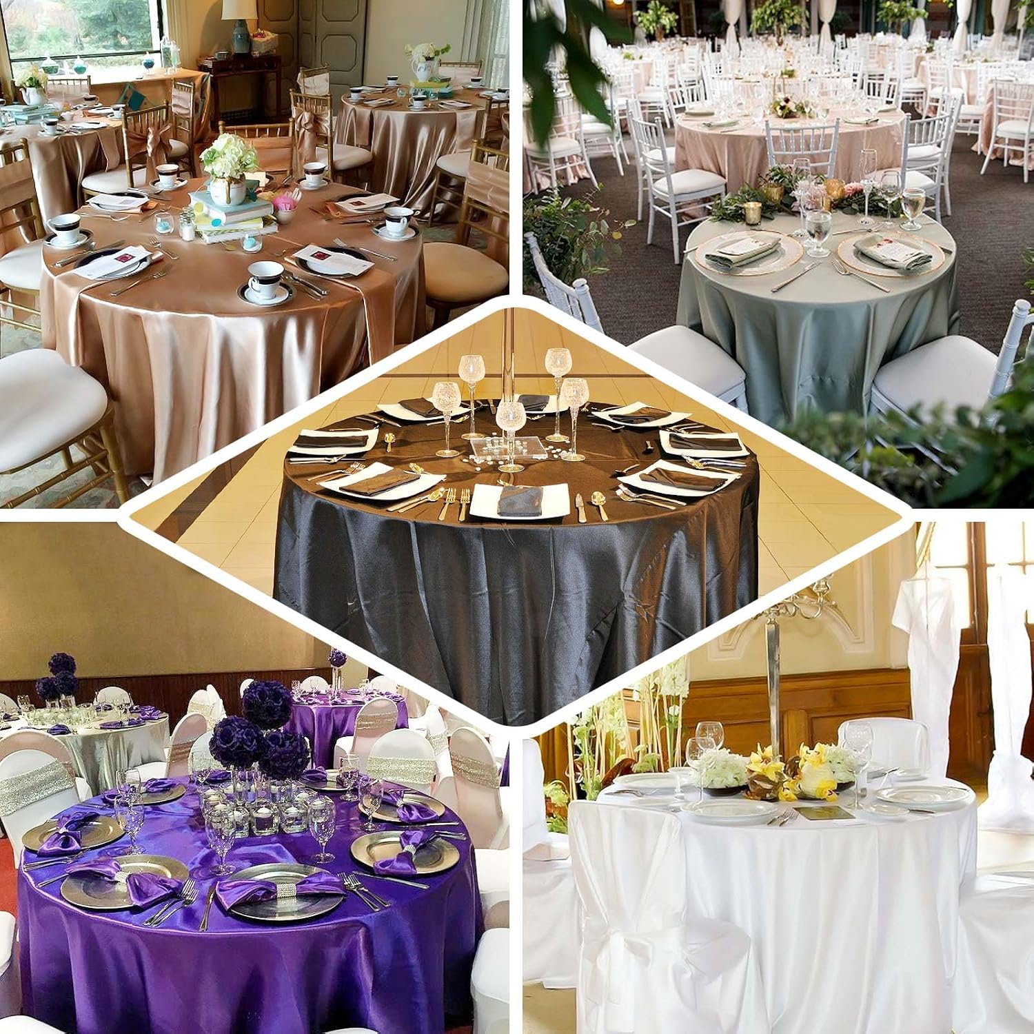 Efavormart – Mantel redondo de satén de 120 pulgadas para cocina, comedor, catering, boda, fiesta de cumpleaños, eventos