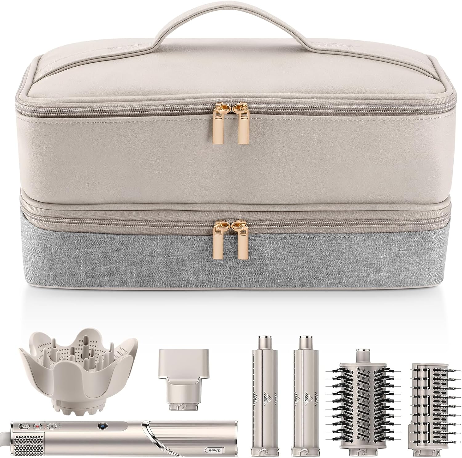 Estuche de transporte de viaje para secador de pelo Shark Flexstyle Dyson Airwrap Brush de doble capa, accesorios para el cabello, bolsa de