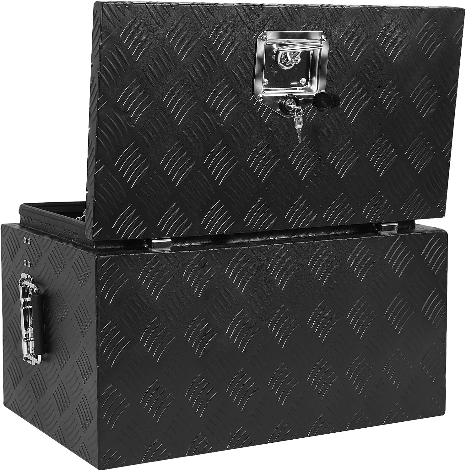MERXENG Caja de herramientas para camión de 24 pulgadas, impermeable, cuadrada, para almacenamiento, barra de aluminio, herramienta de banda de