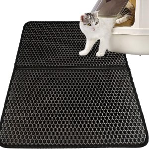 Tapete para arena para gatos, tapete para atrapar arena, diseño de doble capa de panal de abeja, impermeable, a prueba de orina, lavable, fácil de Tapete para arena para gatos, tapete para atrapar arena, diseño de doble capa de panal de abeja, impermeable, a prueba de orina, lavable, fácil de