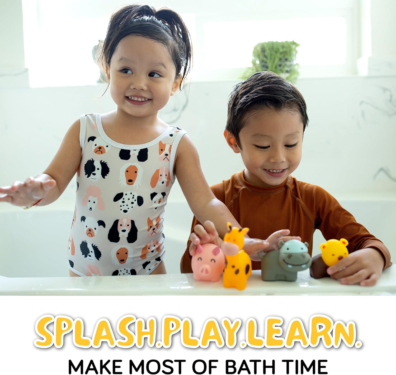 Juguetes de baño sin moho para bebés y niños pequeños, animales sin agujeros, juguetes de baño sin chorros sin moho para bañera, playa, piscina, sin