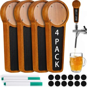 4 unidades de mango de madera para tocador de cerveza para Kegerator con logotipo intercambiable y 4 bolígrafos para bar, restaurante, boda, 4 unidades de mango de madera para tocador de cerveza para Kegerator con logotipo intercambiable y 4 bolígrafos para bar, restaurante, boda,