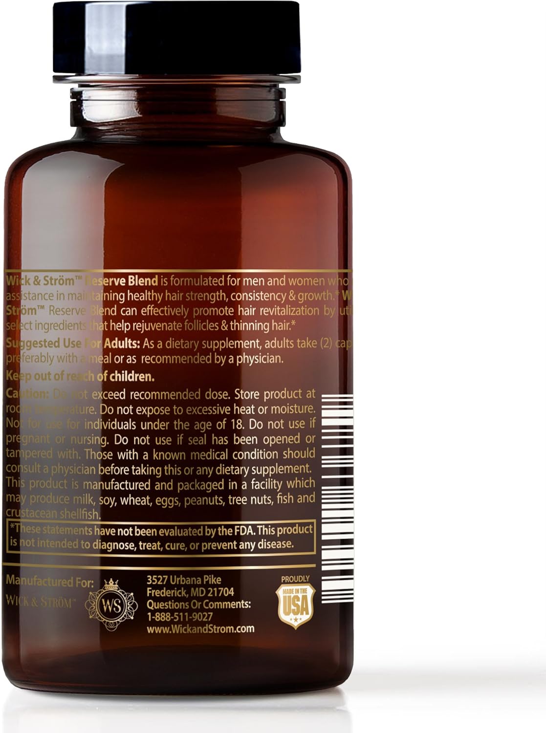 WICK & STRÖM Vitaminas para la pérdida del cabello  Suministro de 2 meses  Soporte bloqueador de DHT  con Saw Palmetto para el crecimiento del