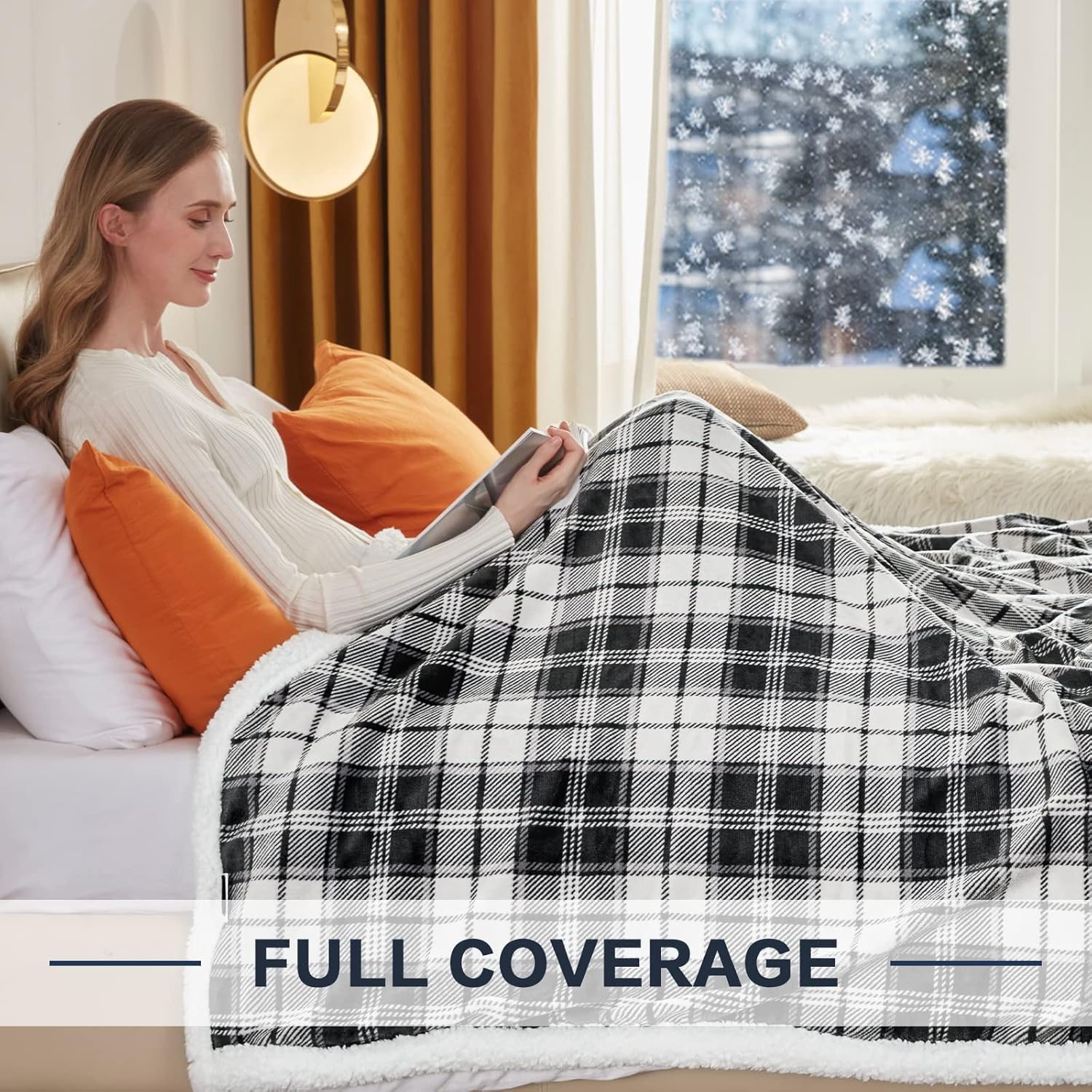 inhand Manta sherpa, a cuadros, cálida, acogedora, suave, para sofá, cama, sofá, manta reversible de franela de felpa esponjosa para adultos,