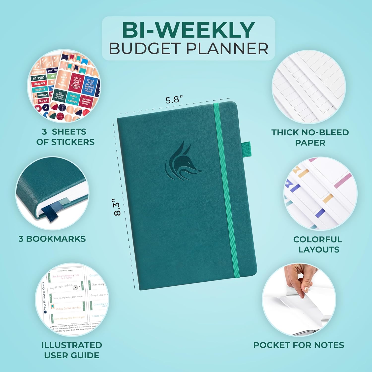 Clever Fox Agenda de presupuesto bi semanal  Libro organizador financiero sin fecha  Rastreador de gastos, presupuesto y cuaderno de facturas, A5