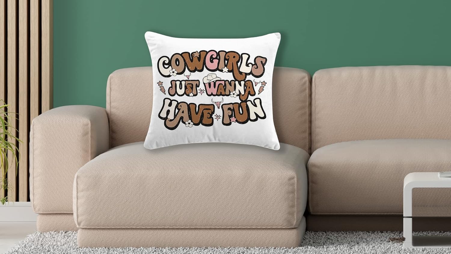 Cowgirls Just Wanna Have Fun – Funda de cojín retro para sofá, cama, hogar, dormitorio, habitación de niñas, decoración de dormitorio, 18 x 18