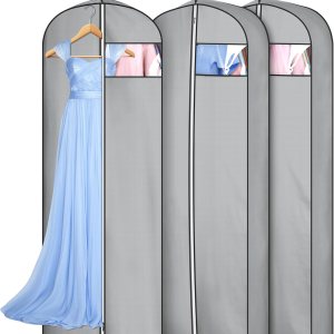 MISSLO Bolsas de ropa reforzadas de 4 pulgadas para colgar ropa, bolsas de vestir de 65 pulgadas para vestidos, funda de vestido larga impermeable MISSLO Bolsas de ropa reforzadas de 4 pulgadas para colgar ropa, bolsas de vestir de 65 pulgadas para vestidos, funda de vestido larga impermeable