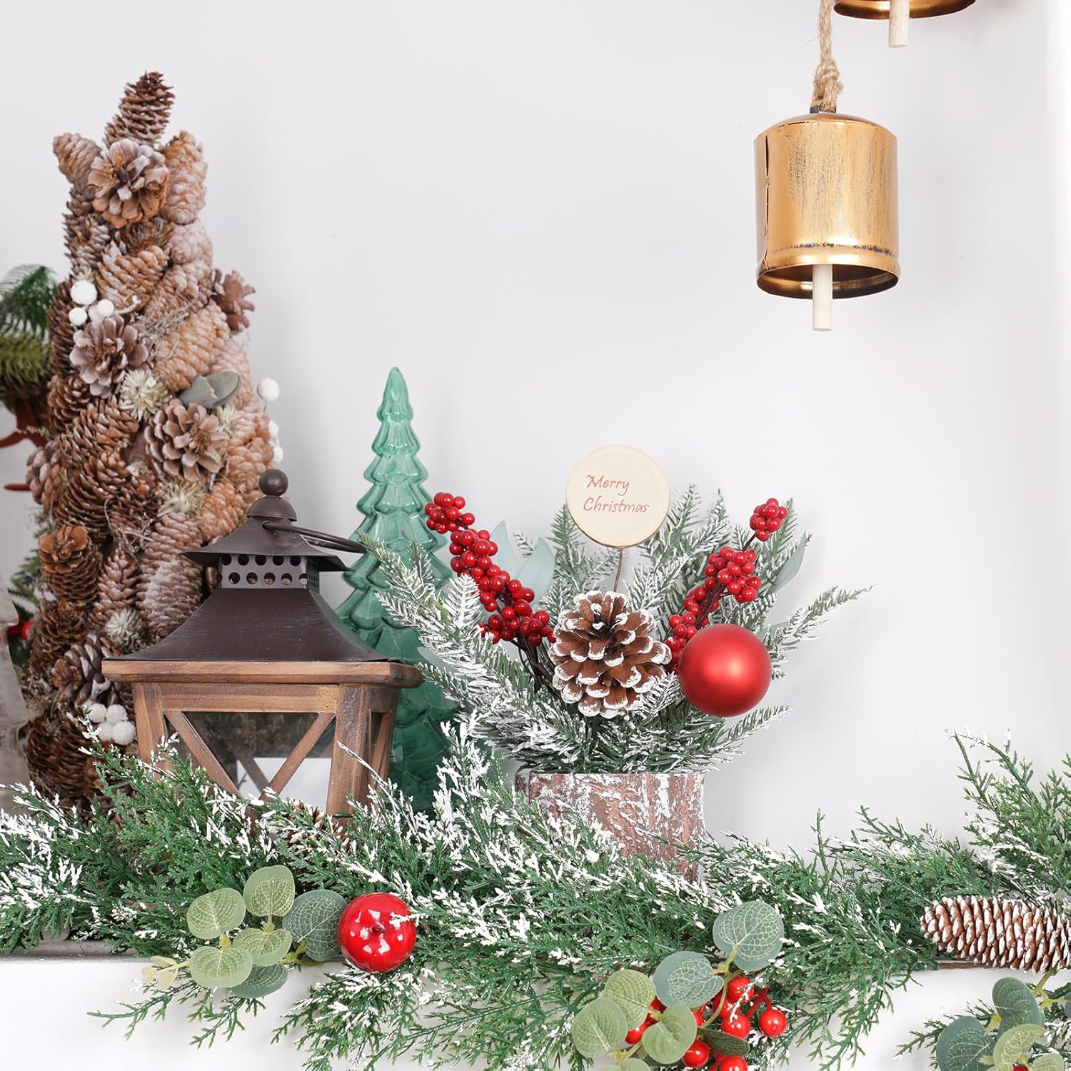 Pequeño árbol de Navidad pequeño con manzanas, árbol de mesa, árbol de Navidad artificial, decoración de árbol de Navidad para fiesta en el hogar,