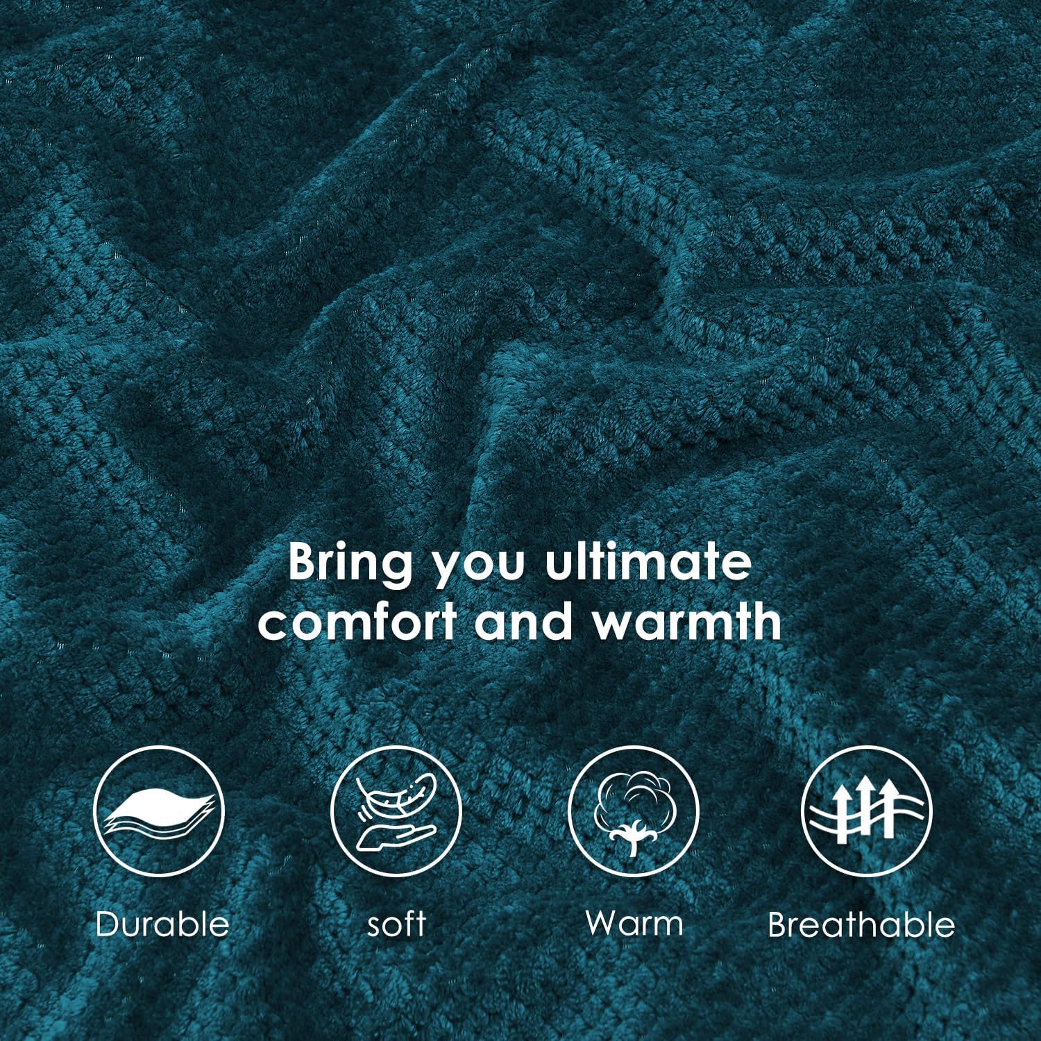 SOCHOW – Manta de lana punto gofre Sherpa, super suave mullida y cálida, manta de lana ligera y reversible para la cama, y el sofacama, 60 x 80