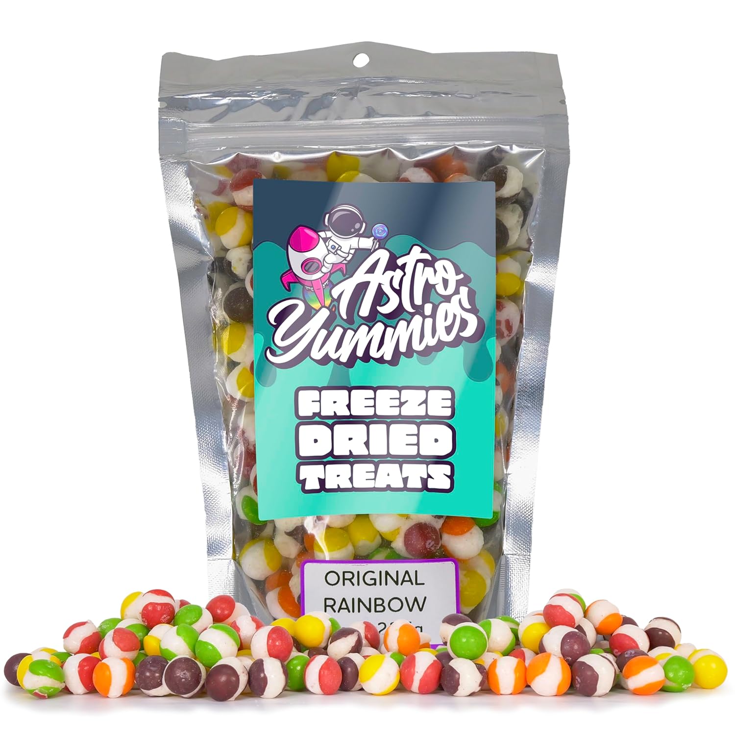 Astro Yummies Caramelo de arcoíris Skittles liofilizado (Med, media libra  8 onzas), sabor afrutado extremo, golosinas crujientes, fresa, limón,
