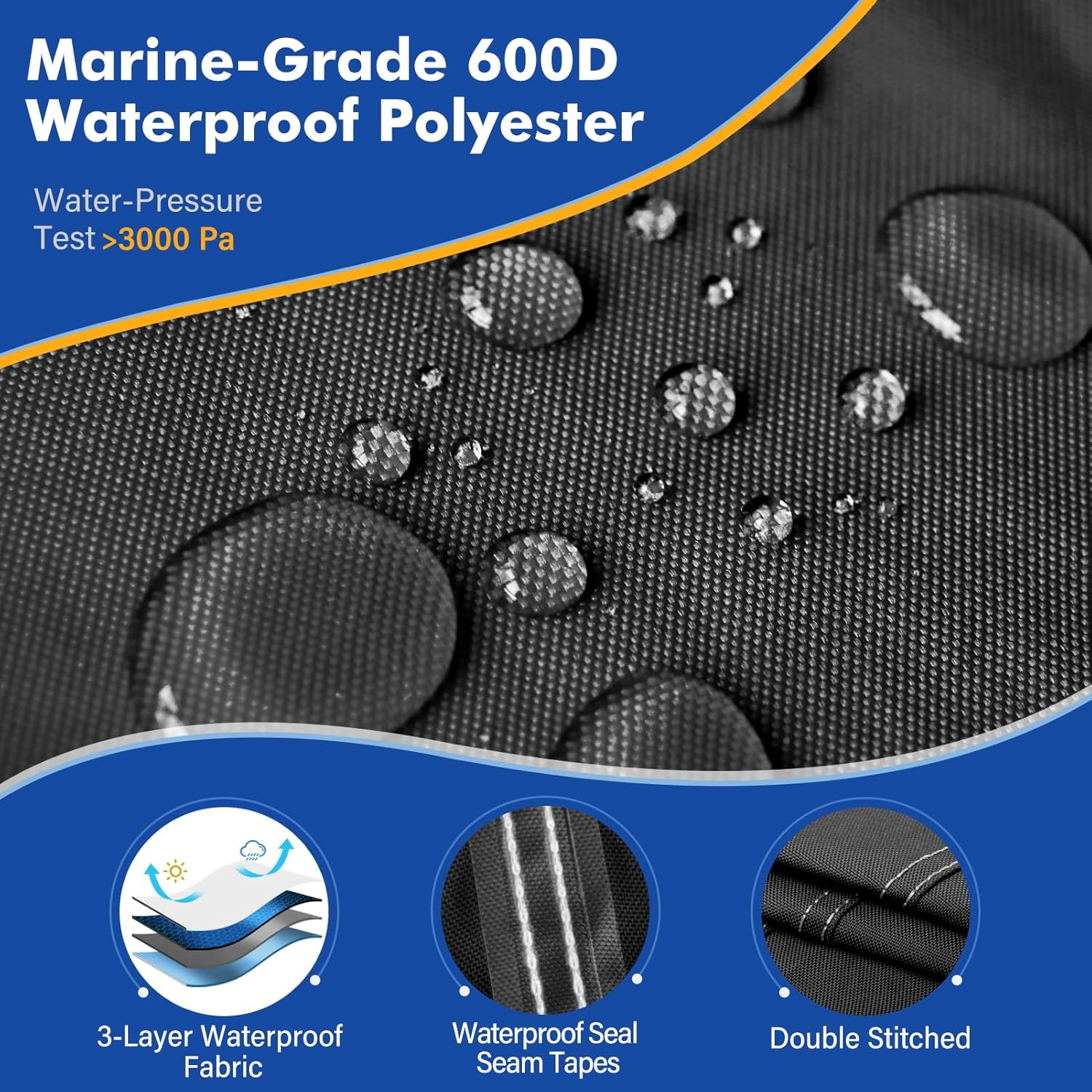 YimSting Funda impermeable 600D para lancha de estanque de 8 a 10 pies de largo, para lancha de pesca y lancha de pesca, lona resistente de grado