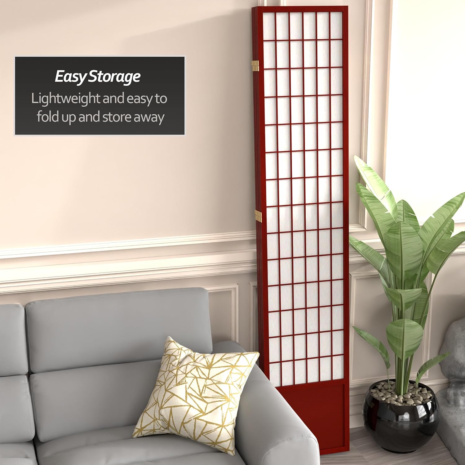 Oriental Furniture – Pantalla Shoji de 7 pies de alto, palisandro, 4 paneles